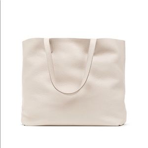 Cuyana Ecru Leather Tote Bag